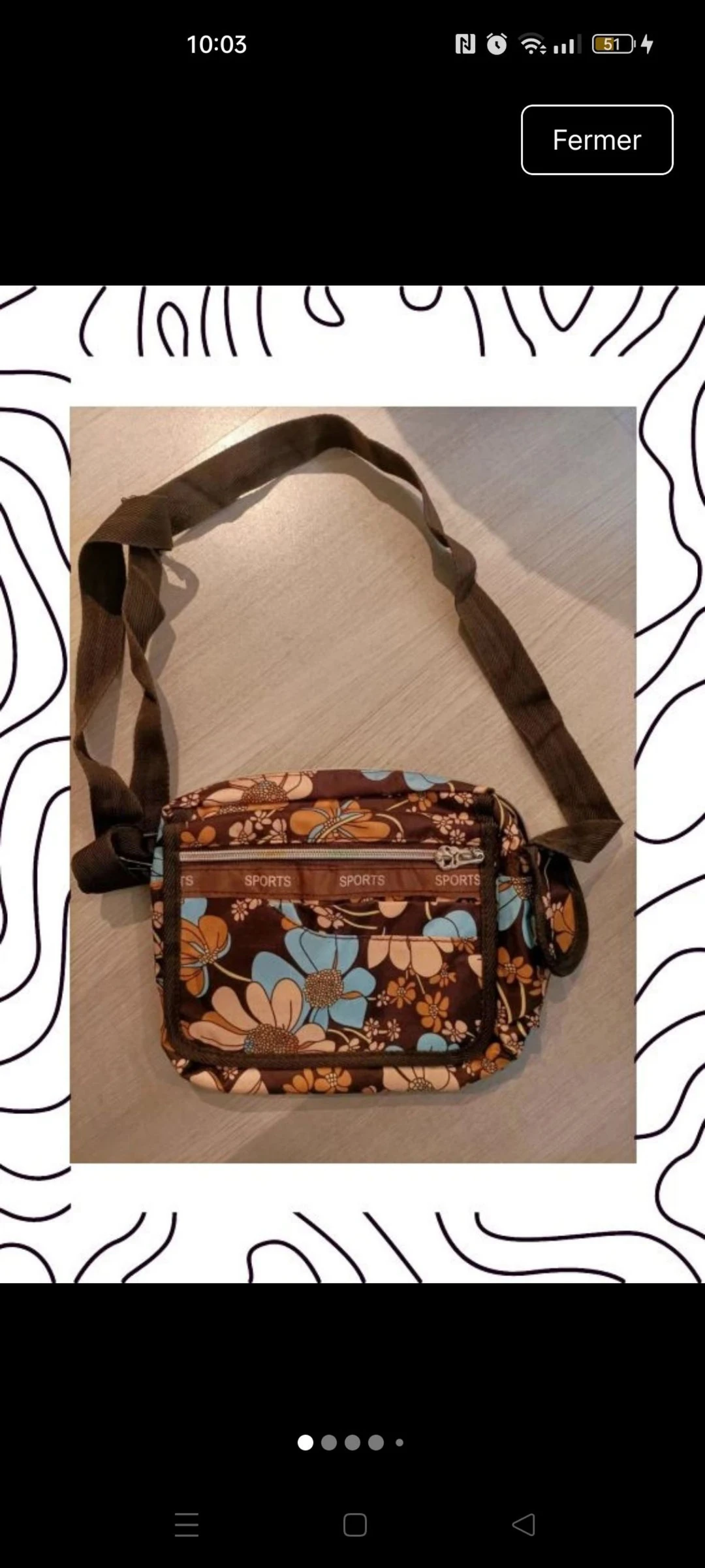 Sac bandoulière motifs floraux style vintage/bohème